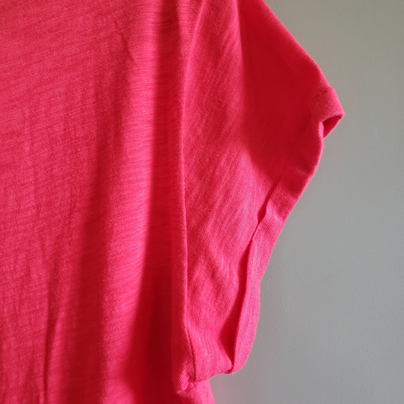 GAP Bright Pink Easy Tee V Neck Short Sleeve Large - Picture 6 of 10